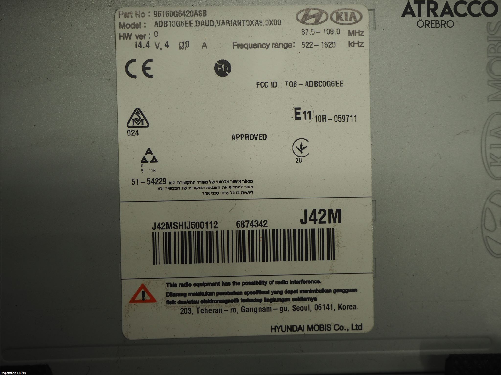 Kia PICANTO 17- Cd Radio - Multimediapanel