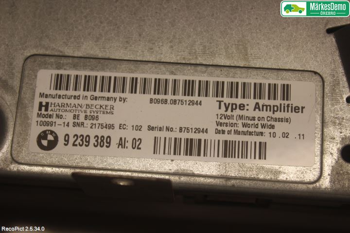 BMW 5 F10/F11/F18 09-17 Radio-Stereo Förstärkare
