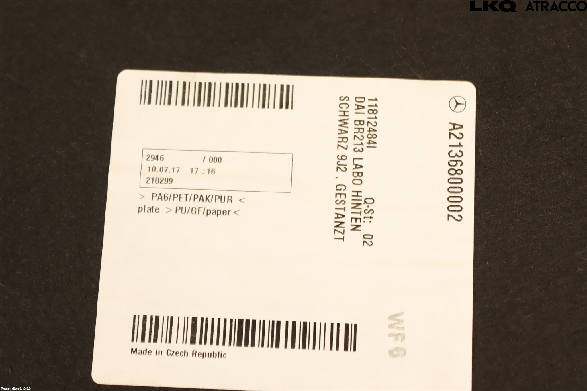 Mercedes-Benz MB E-KLASS (W213) 16-23 Bagage Golv