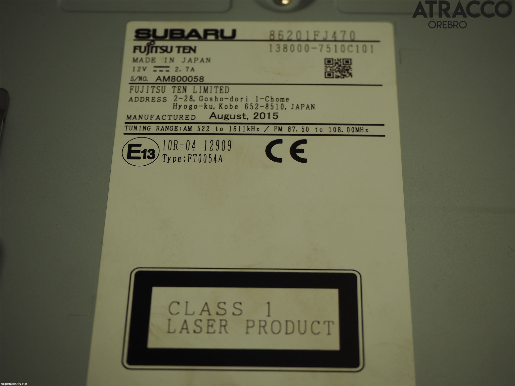 Subaru XV 12-17 Cd Radio - Multimediapanel
