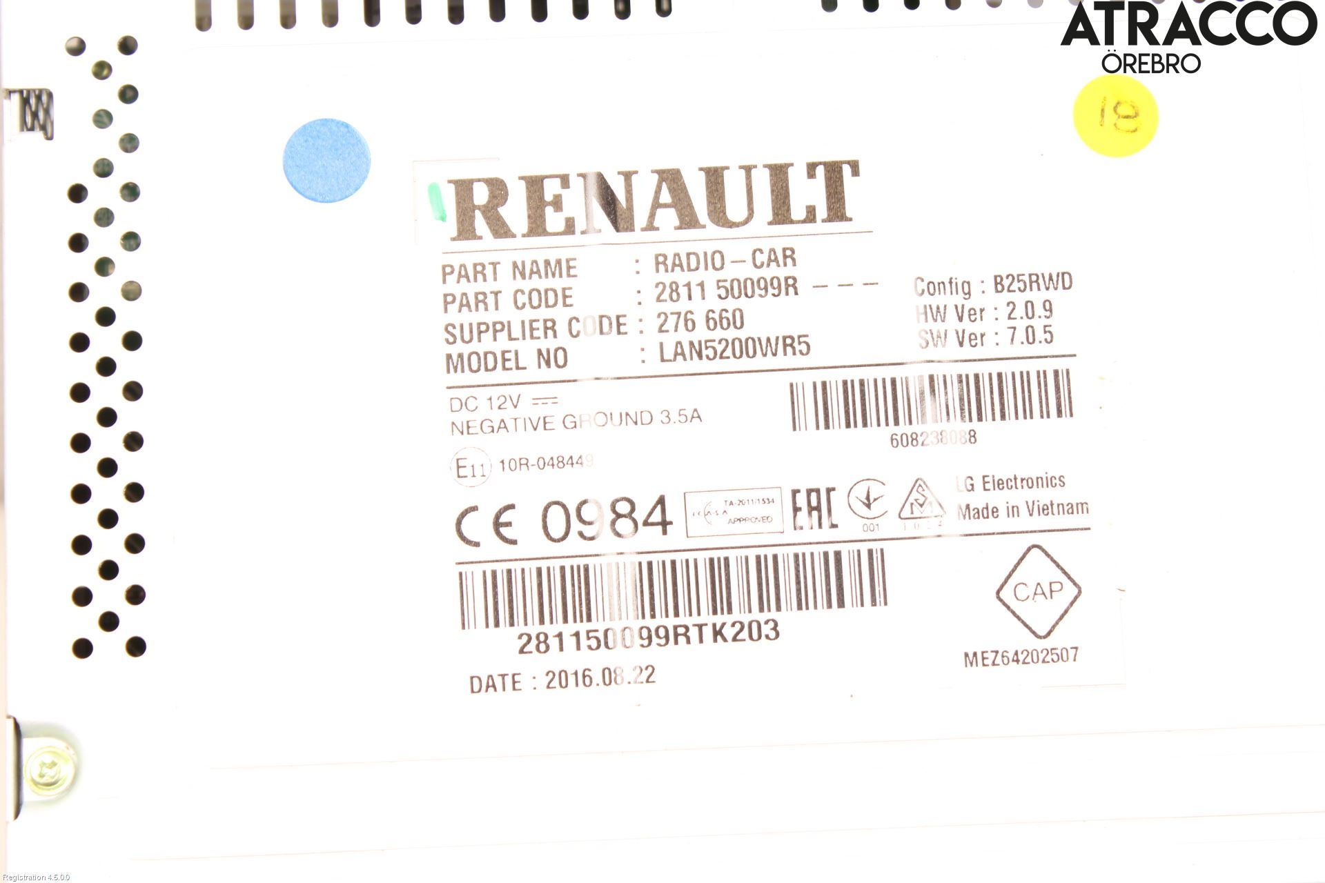 Renault CAPTUR 13-19 Cd Radio - Multimediapanel