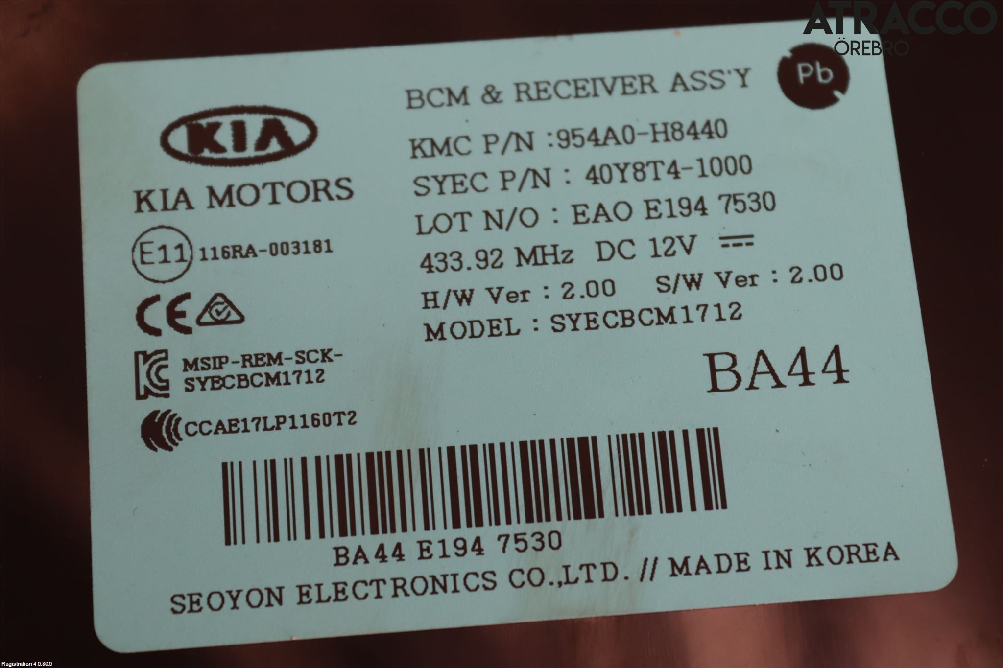 Kia STONIC 18->> Styrenhet Övrigt