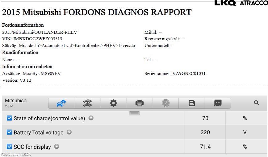 Mitsubishi OUTLANDER 13-21 Batteri Högspänning