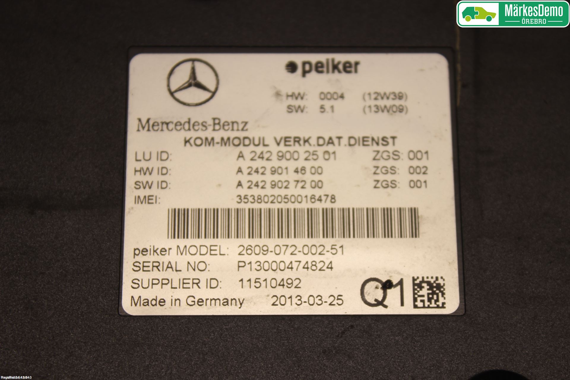 Mercedes-Benz MB S-KLASS (W222) 13-20 Styrenhet Övrigt