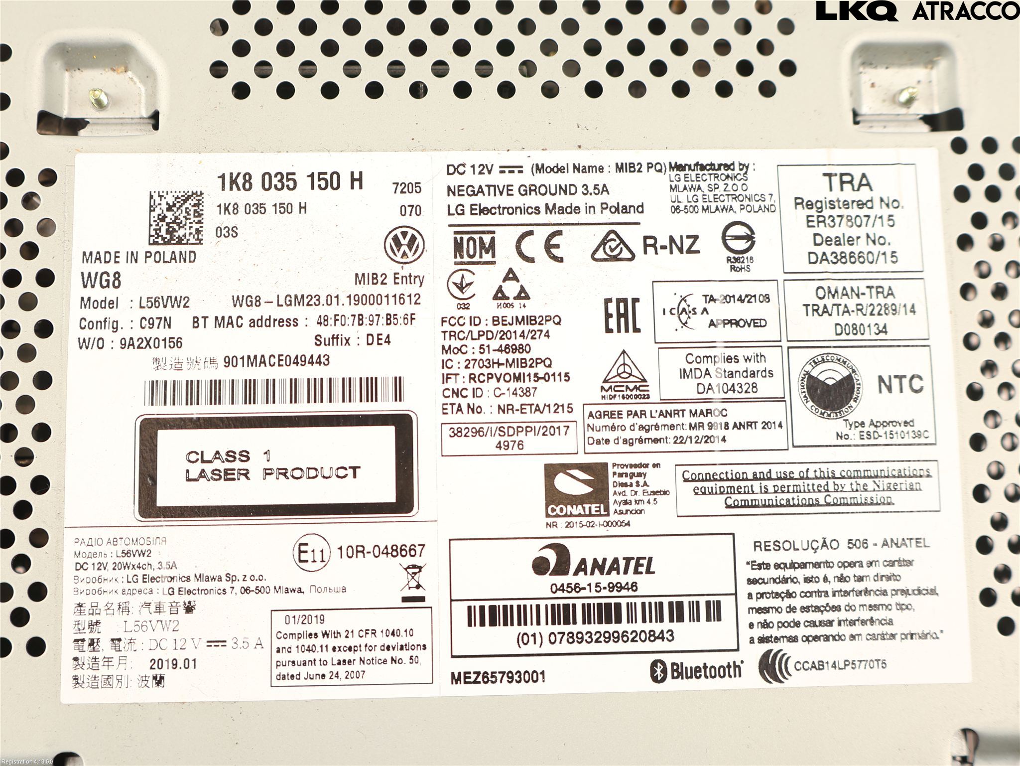 Volkswagen VW CADDY 16-20 Cd Radio - Multimediapanel