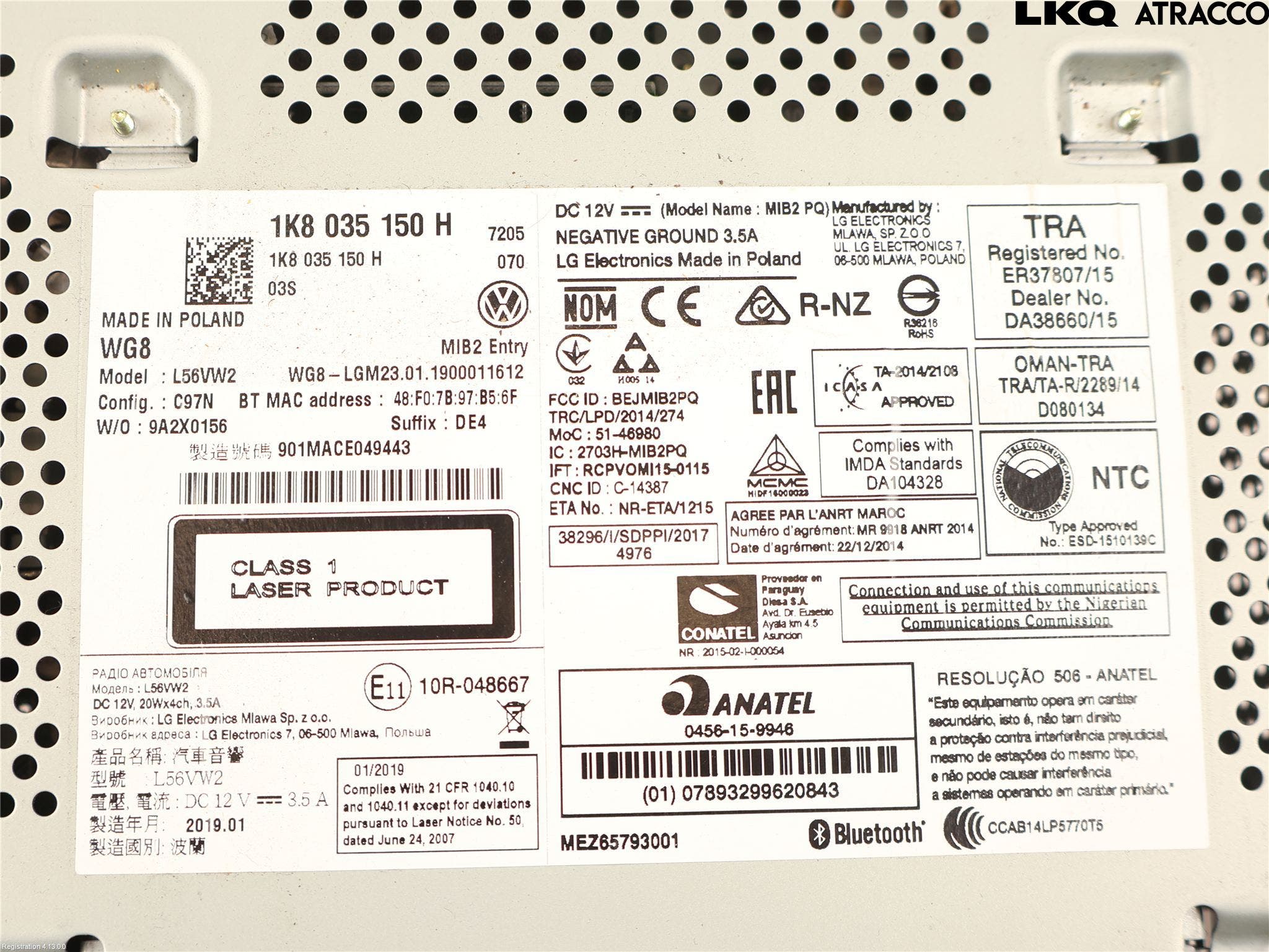 Volkswagen VW CADDY 16-20 Cd Radio - Multimediapanel