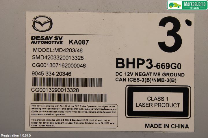 Mazda 3 III 14-19 Cd Radio - Multimediapanel