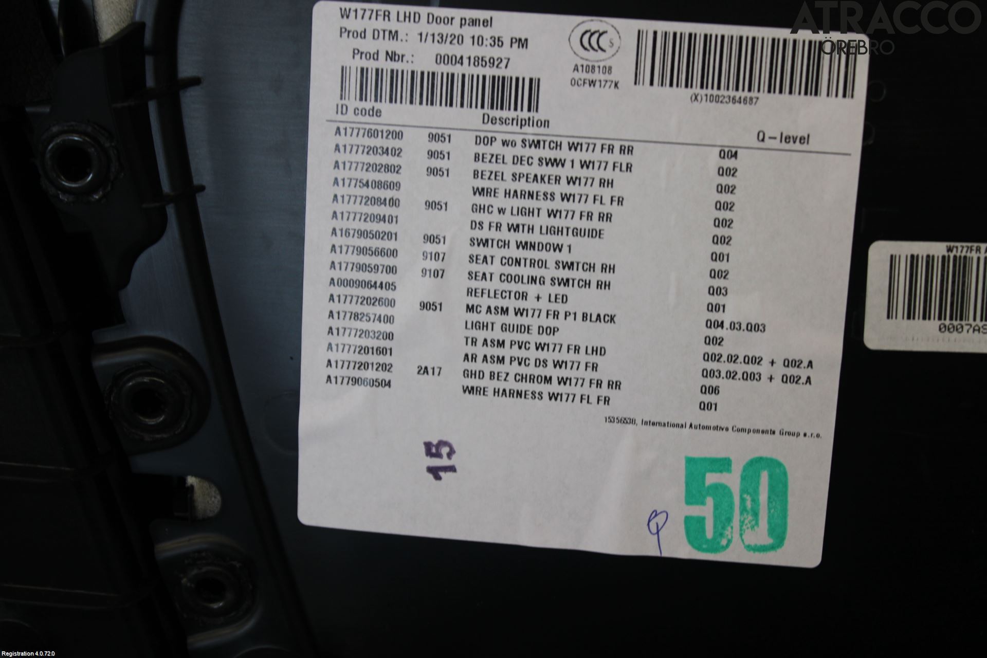 Mercedes-Benz MB A-KLASS (W177) 18- Dörrklädsel Hö