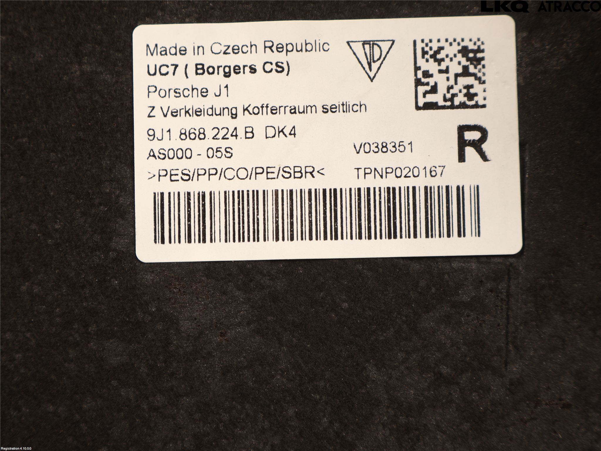 Porsche TAYCAN 20- Inrbagagerumklädsel-Golv