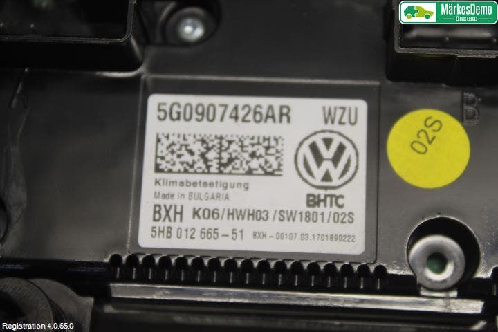 Volkswagen VW GOLF / E-GOLF VII 13-20 Ac Styrenhet Ac Manöveren