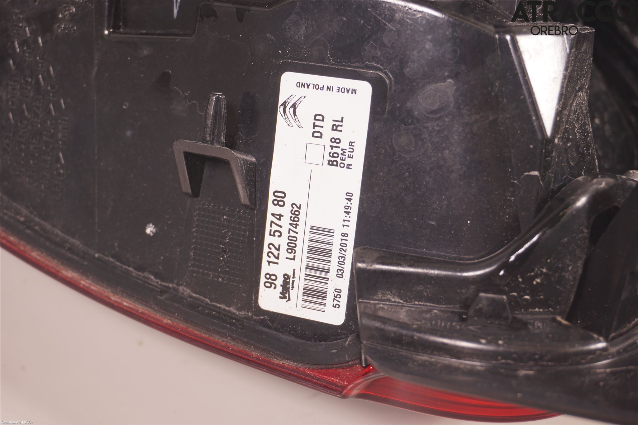 Citroen COTROEN C3 17-24 Bakljus Höger