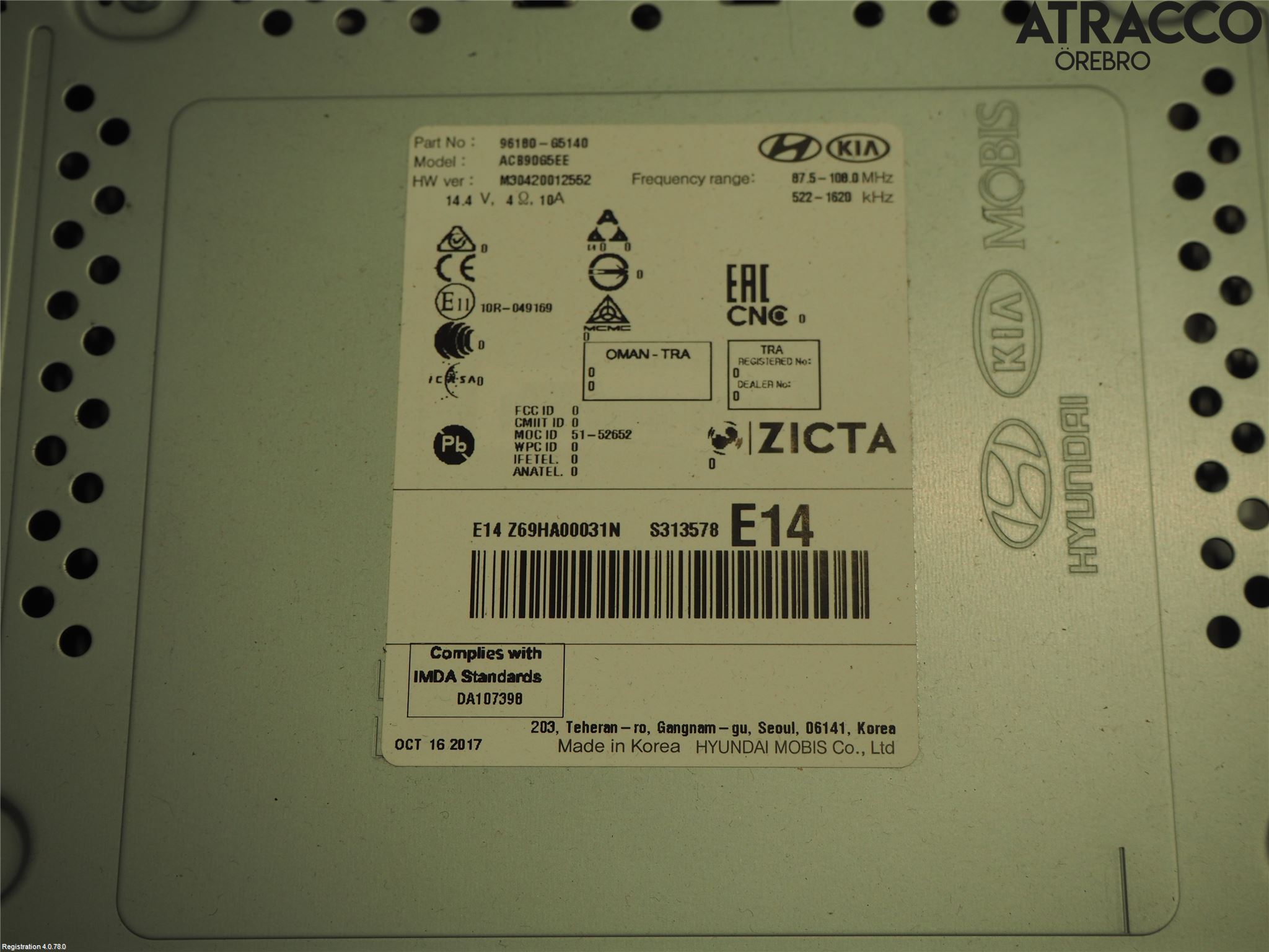 Kia NIRO (DE) 17-22 Cd Radio - Multimediapanel