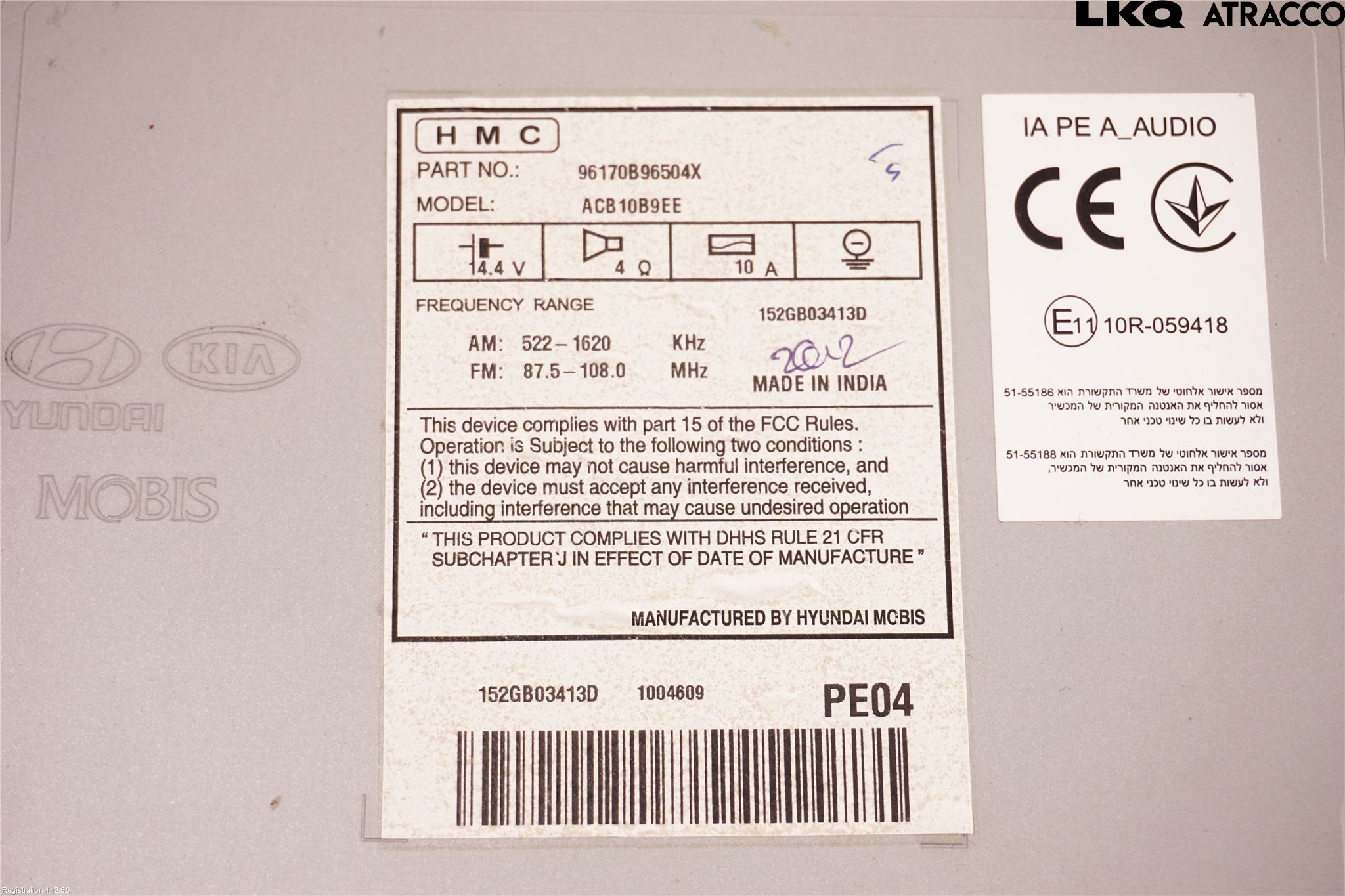 Hyundai i10 BA 17-20 Cd Radio - Multimediapanel