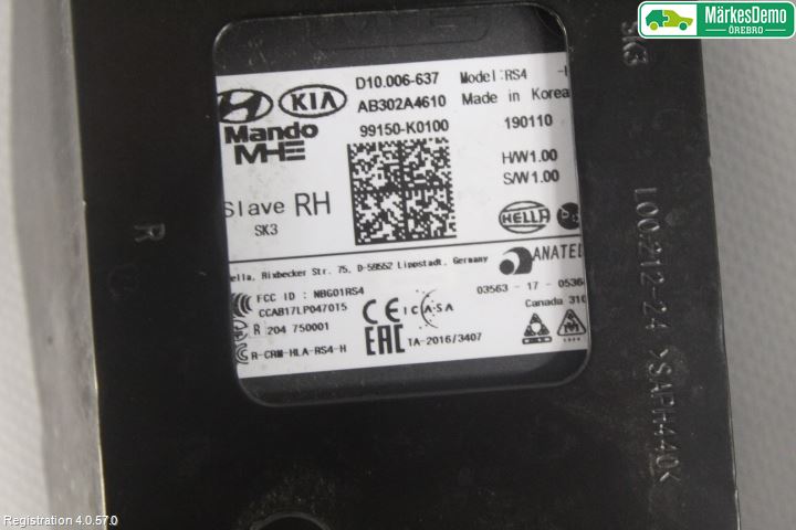 Kia SOUL 09- Sensor Aktivt Kollisionsskydd