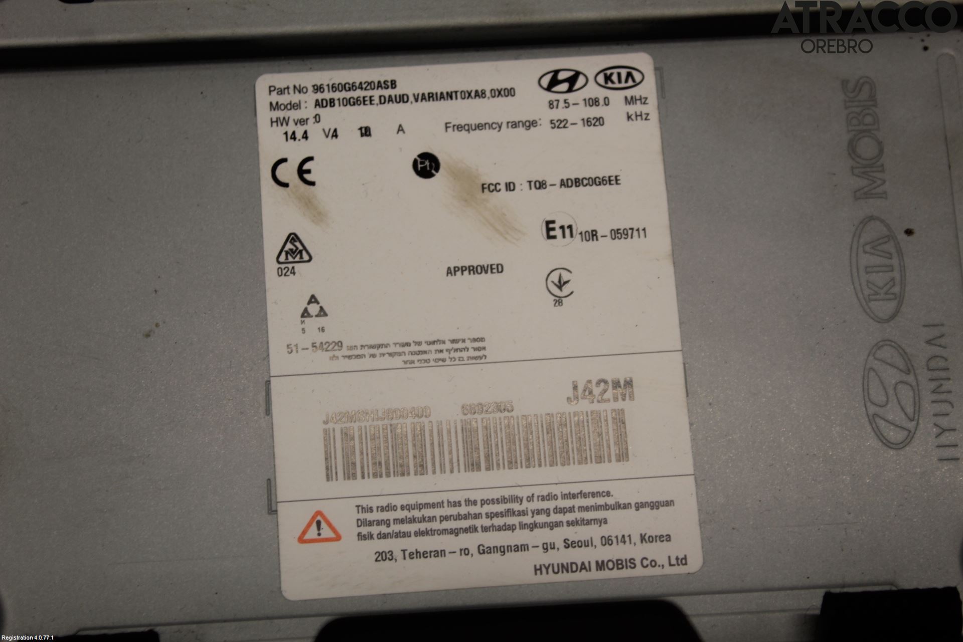 Kia PICANTO 17- Cd Radio - Multimediapanel