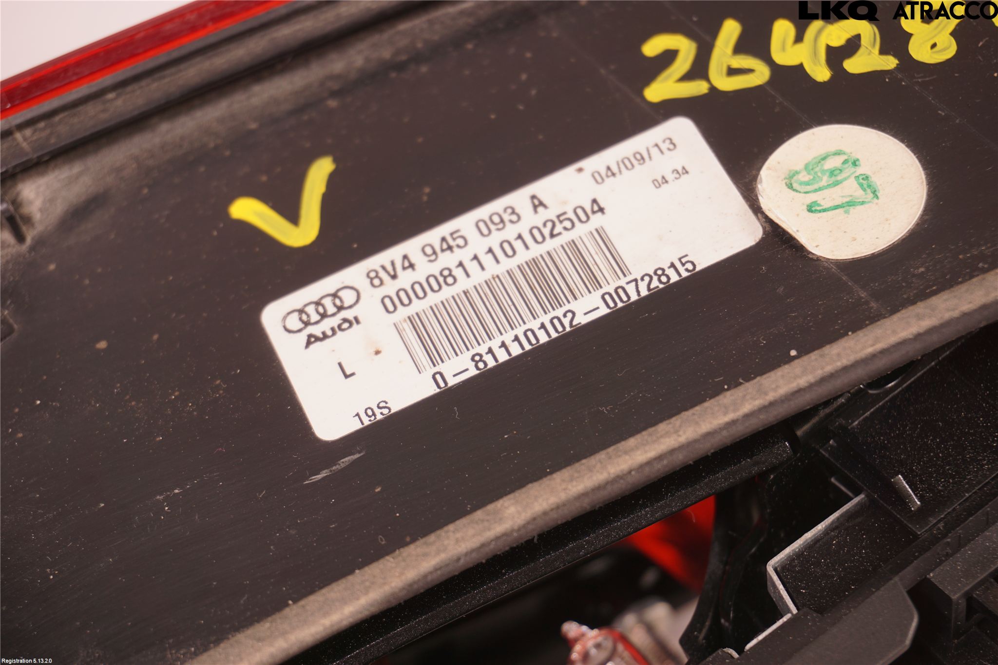 Audi A3/S3 8V 13-20 Bakljus Lucka Vä