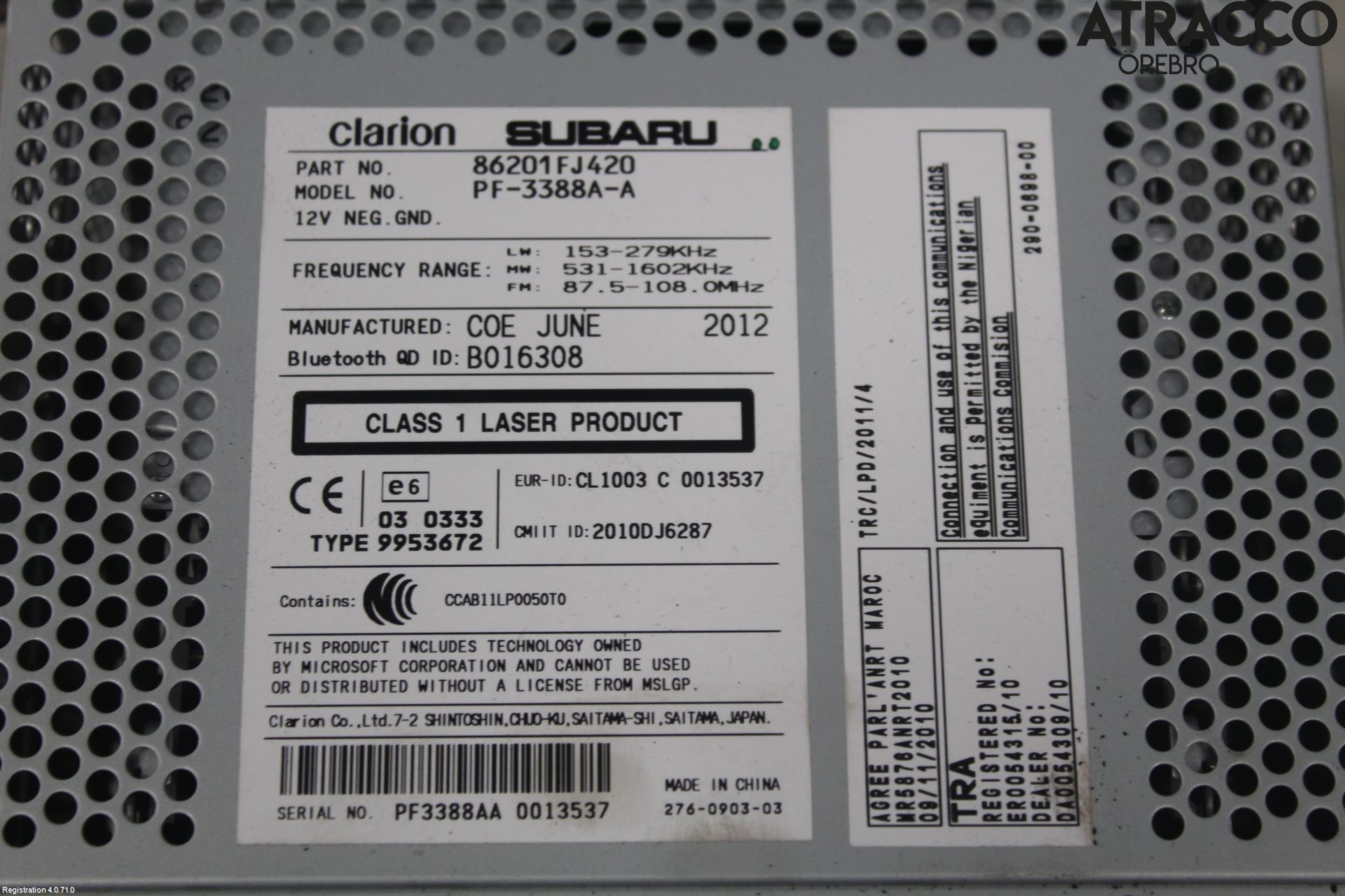 Subaru XV 12-17 Cd Radio - Multimediapanel