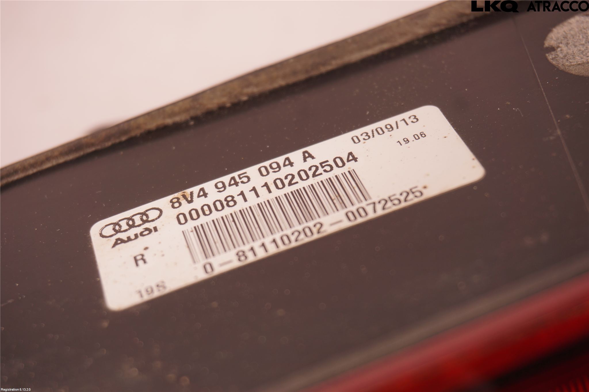 Audi A3/S3 8V 13-20 Bakljus Lucka Hö