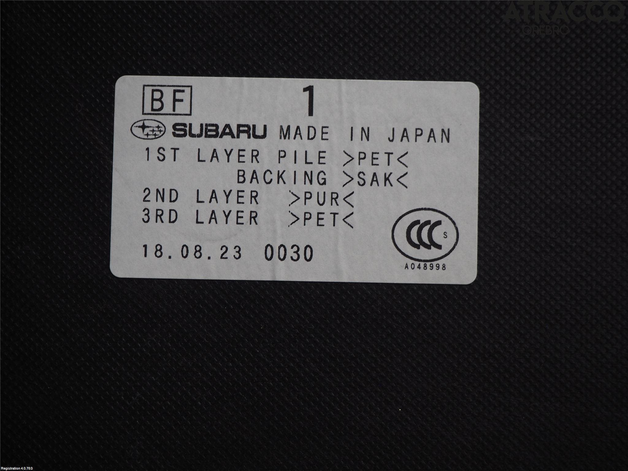 Subaru OUTBACK 15-20 Bagage Golv