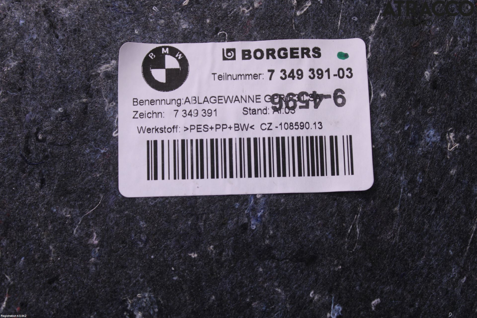 BMW 3 F30/F31/F80 12-19 Inrbagagerumklädsel-Golv