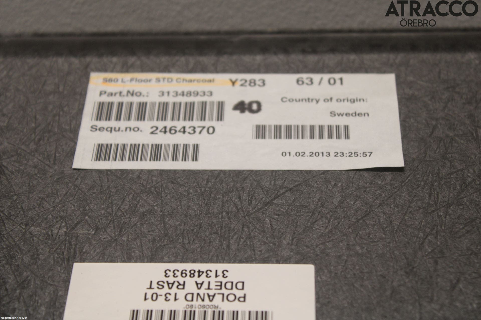 Volvo S60 11-13 Bagage Golv