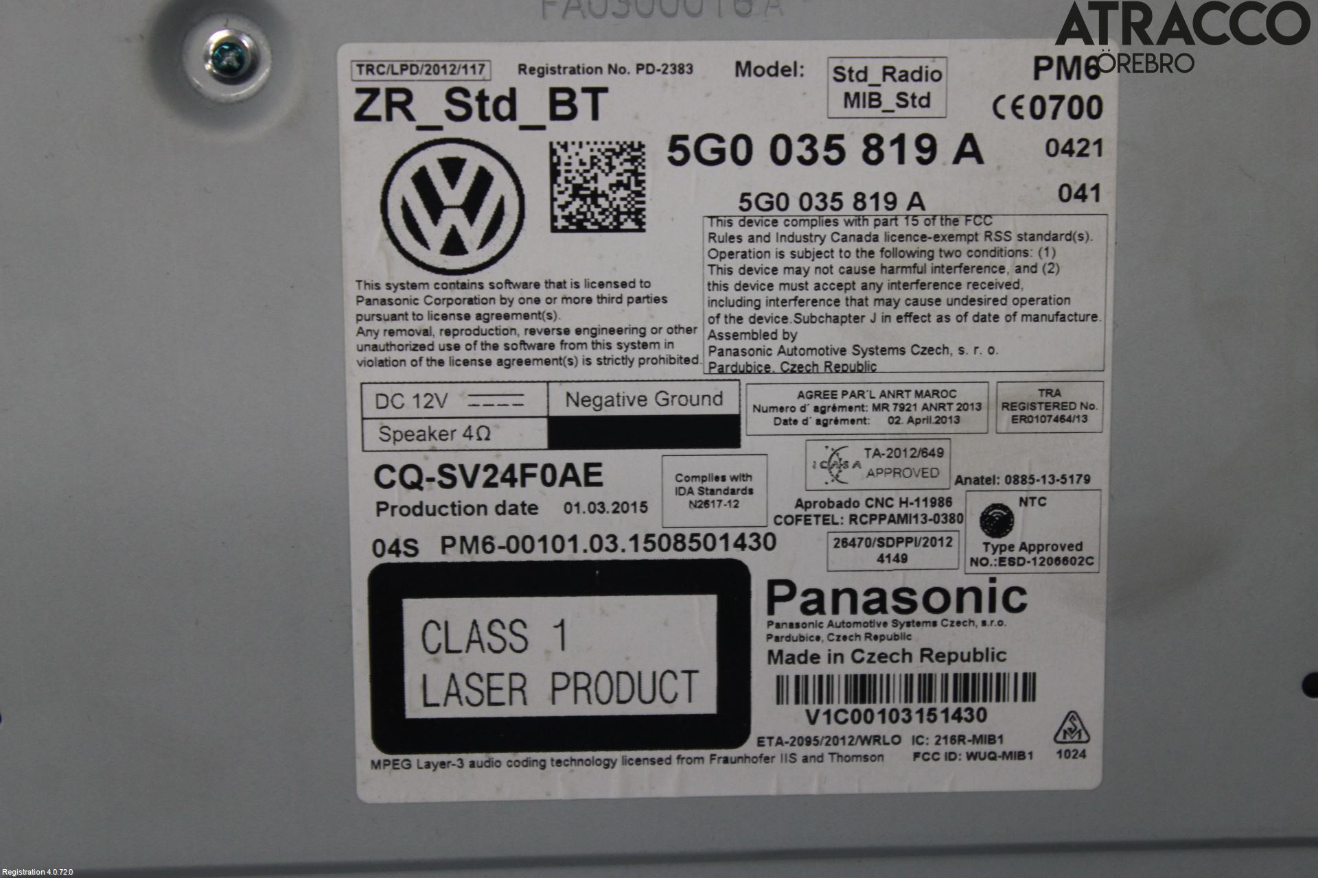 Volkswagen VW GOLF / E-GOLF VII 13-20 Cd Radio - Multimediapanel
