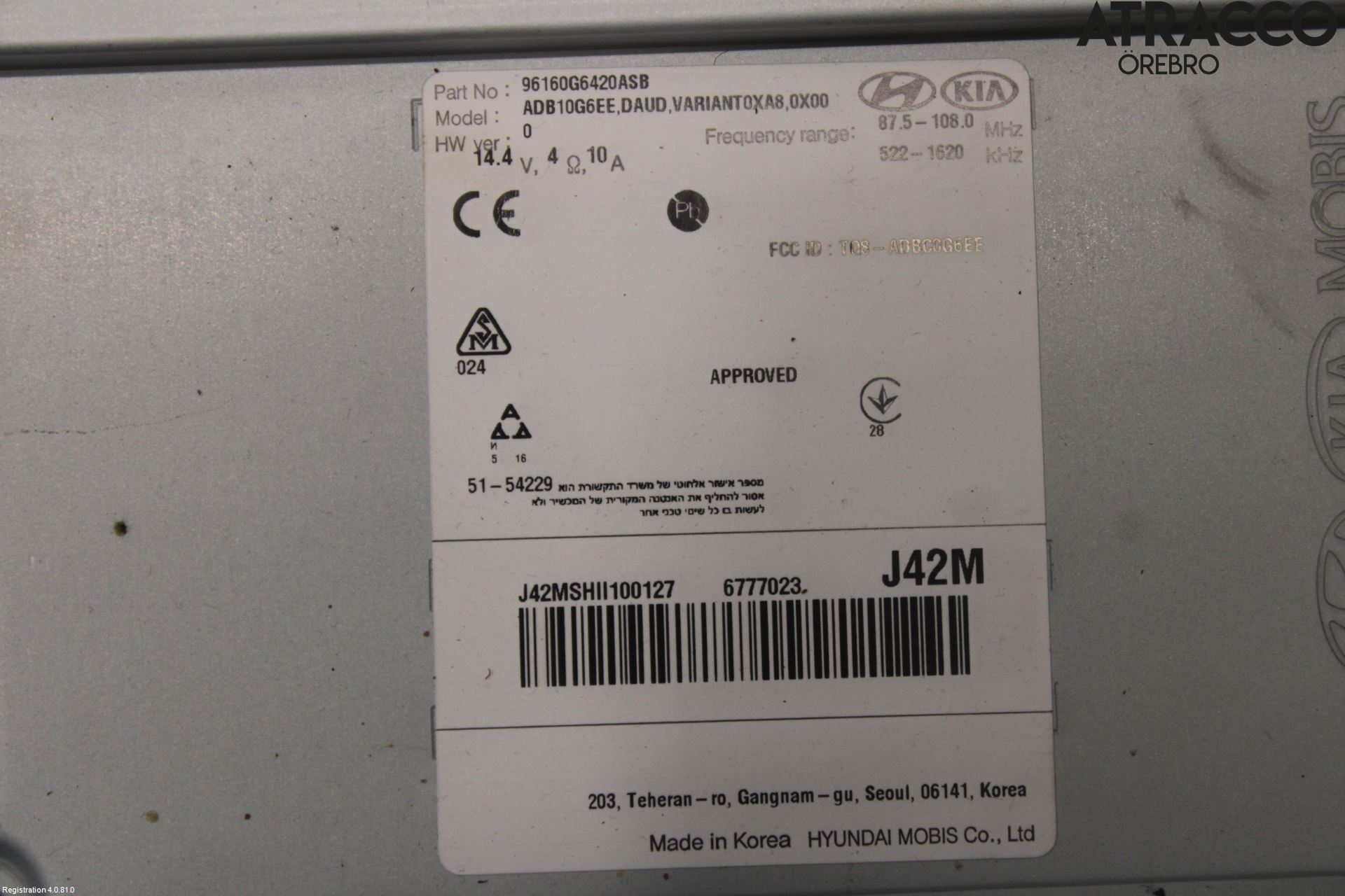 Kia PICANTO 17- Cd Radio - Multimediapanel