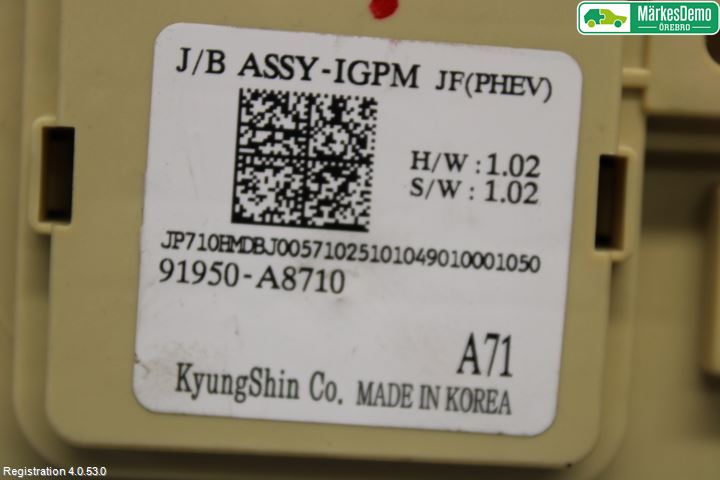 Kia OPTIMA 16-20 Säkringsdosa-Elcentral