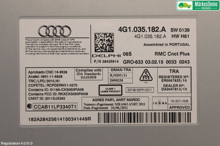 Audi A6/S6 4G 11-18 Cd Radio - Multimediapanel