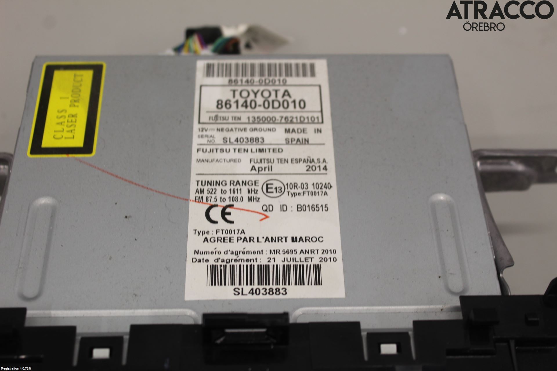 Toyota YARIS XP130 12-14 Cd Radio - Multimediapanel