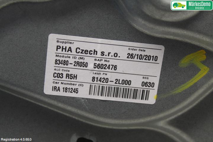 Hyundai i30 FD 07-12 Fönsterhissmekanism