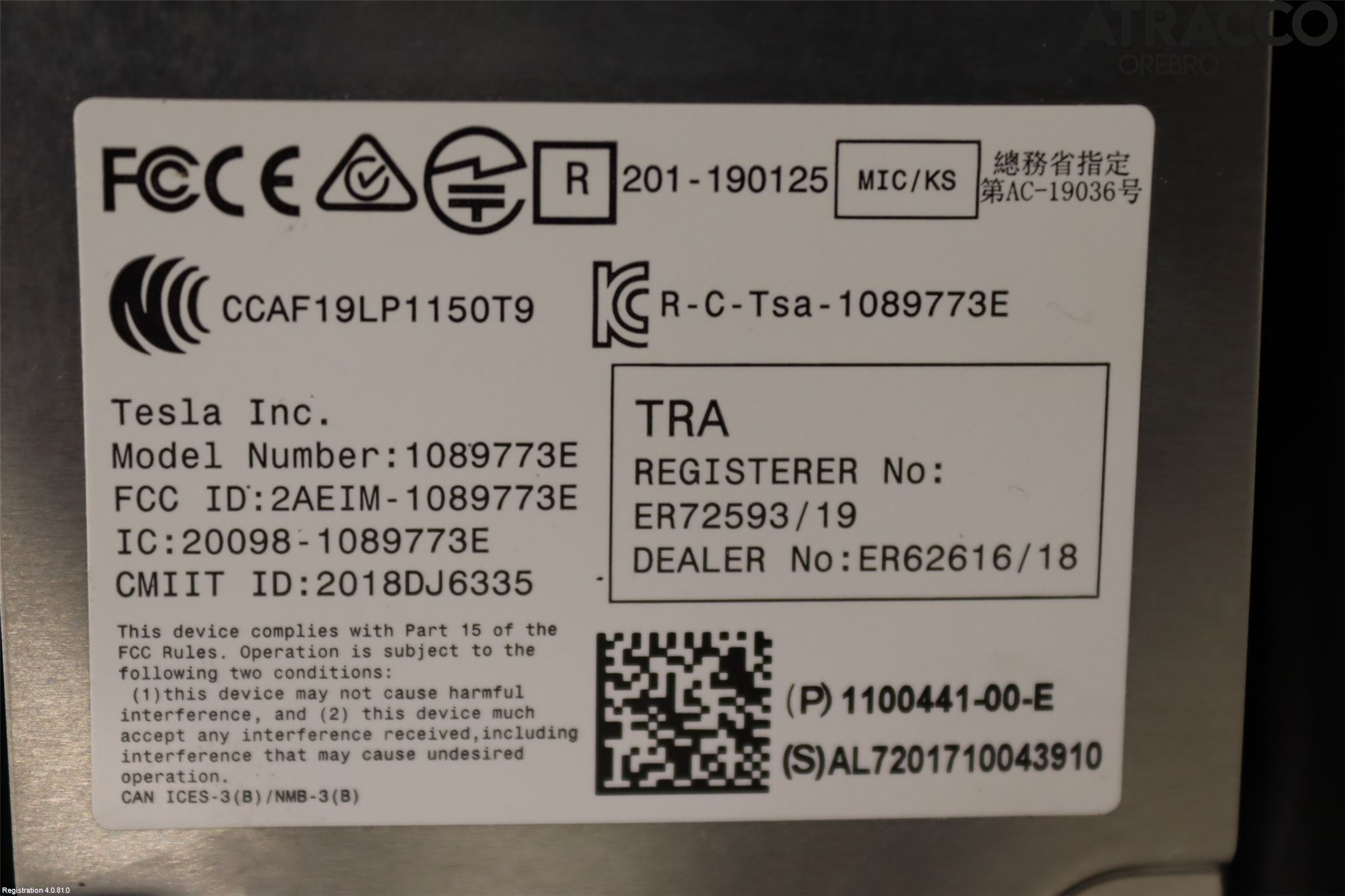 Tesla MODEL 3 17- Dörr Dekorlist Fram Hö