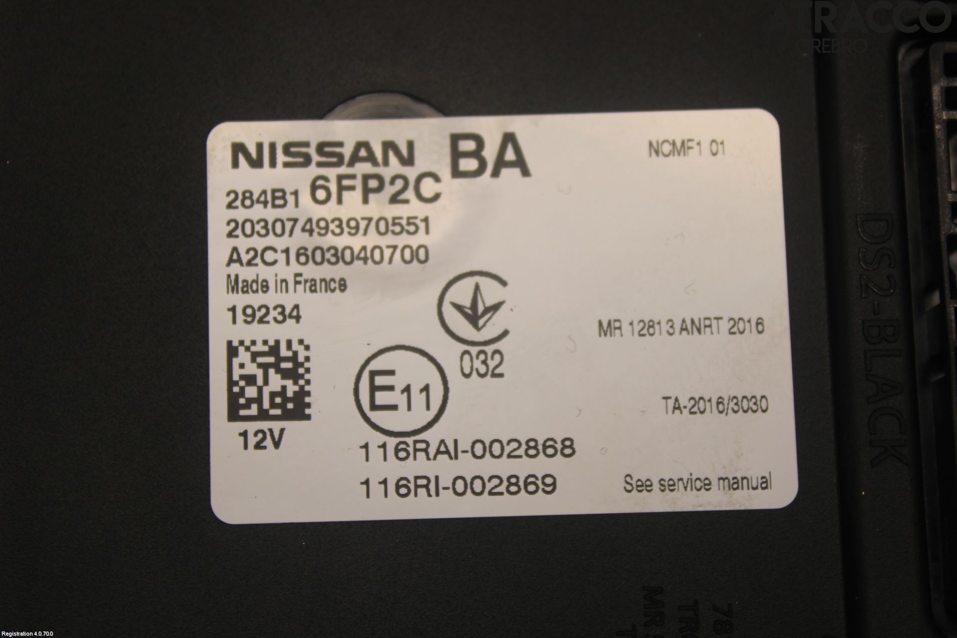Nissan QASHQAI 17-21 Säkringsdosa-Elcentral