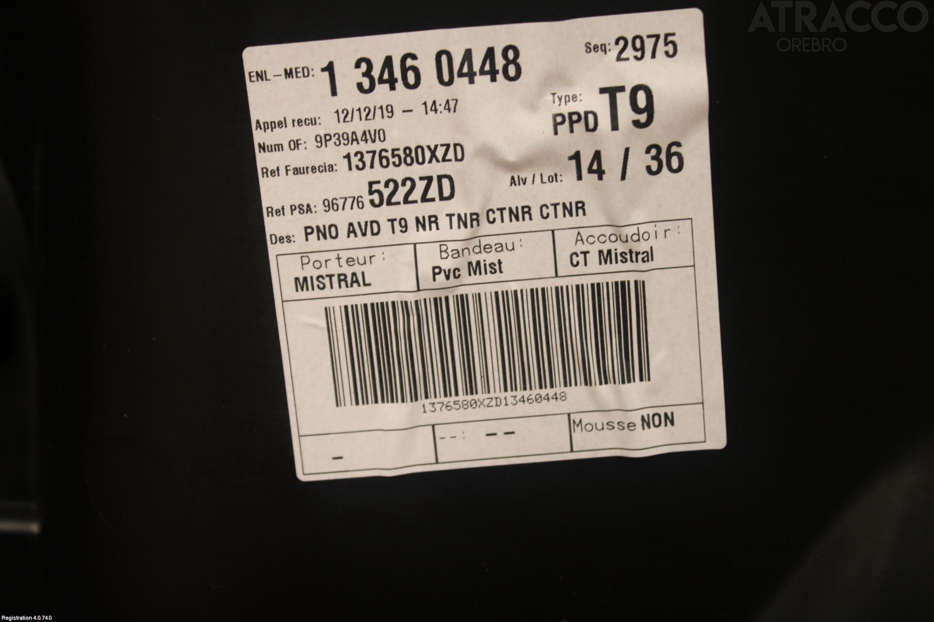 Peugeot 308 14-21 Dörrklädsel Hö