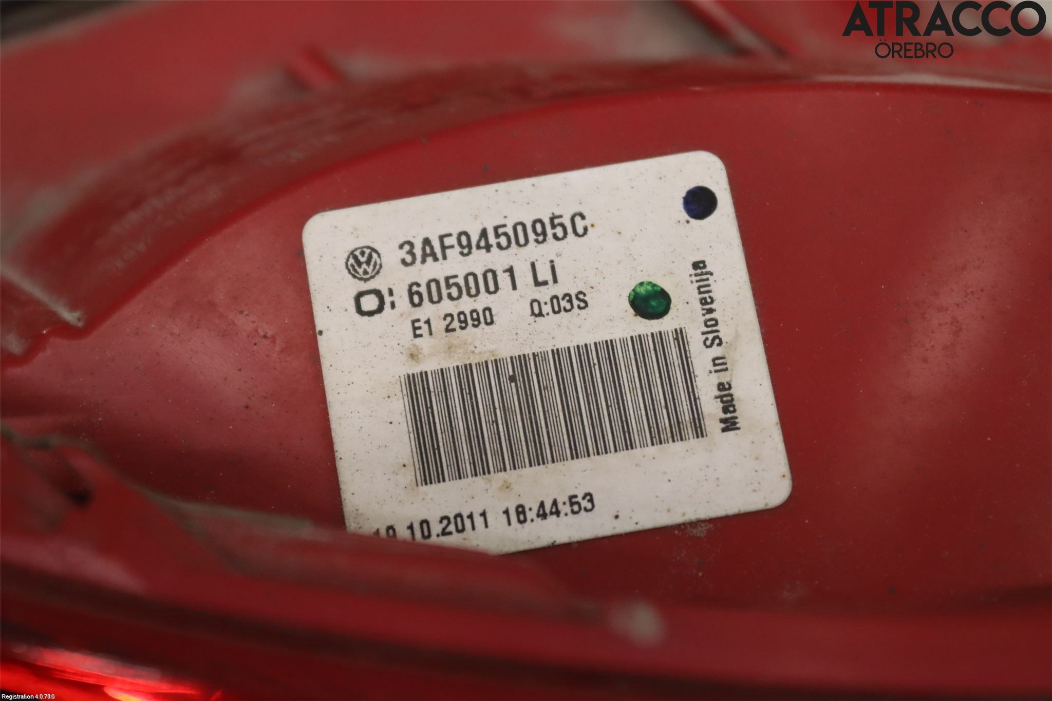 Volkswagen VW PASSAT 11-14 Bakljus Vänster