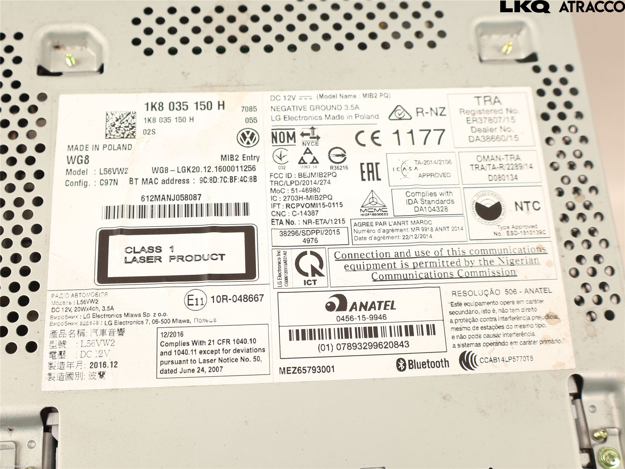 Volkswagen VW CADDY 16-20 Cd Radio - Multimediapanel