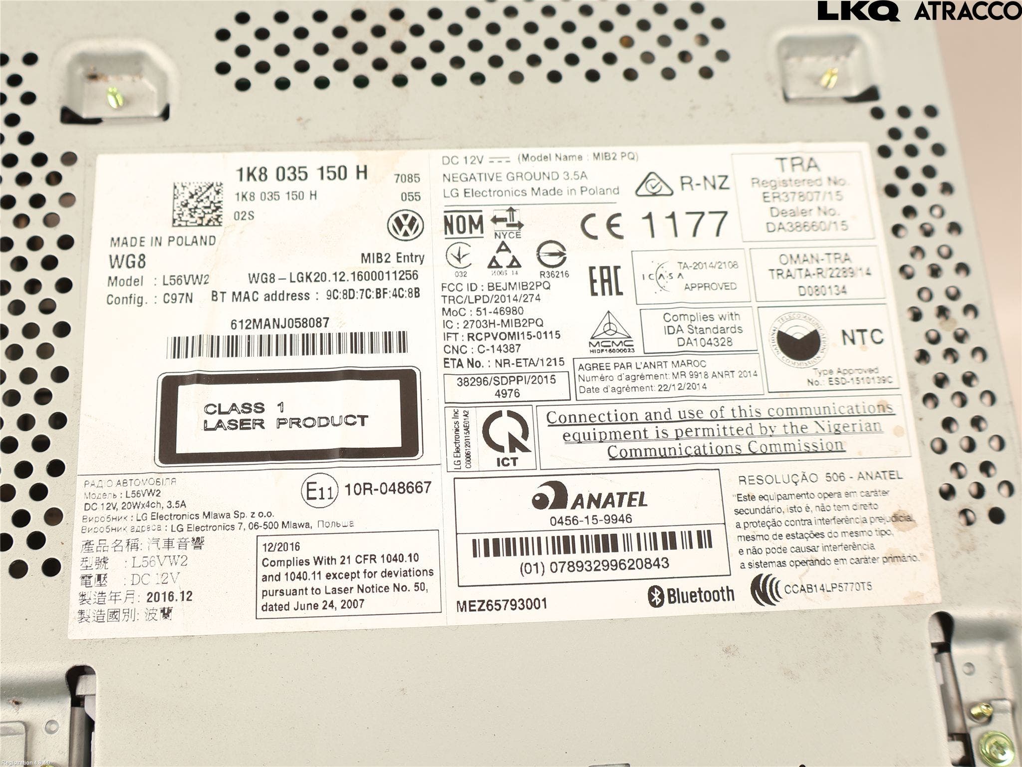 Volkswagen VW CADDY 16-20 Cd Radio - Multimediapanel