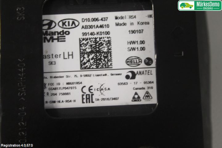 Kia SOUL 09- Sensor Aktivt Kollisionsskydd