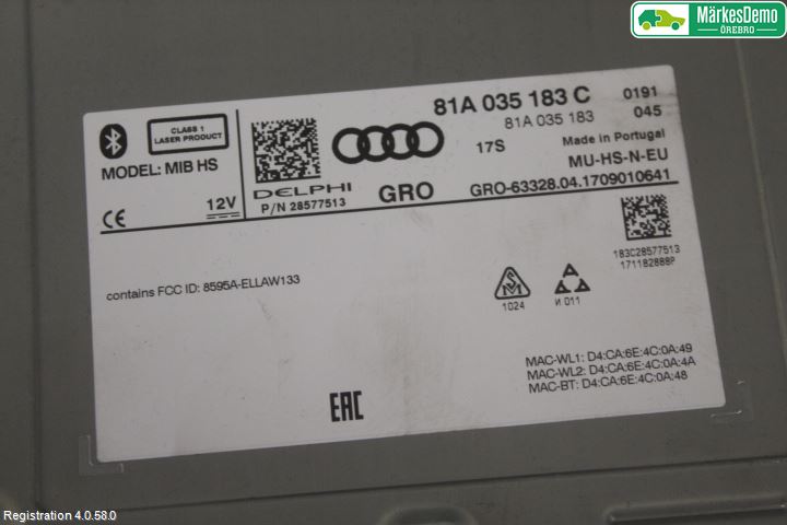 Audi A3/S3 8V 13-20 Cd Radio - Multimediapanel