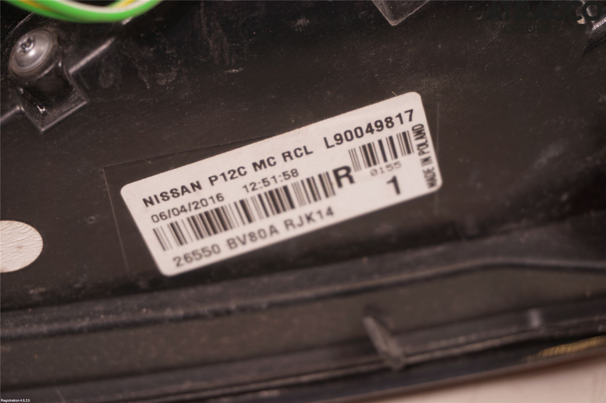 Nissan JUKE 14-19 Bakljus Höger