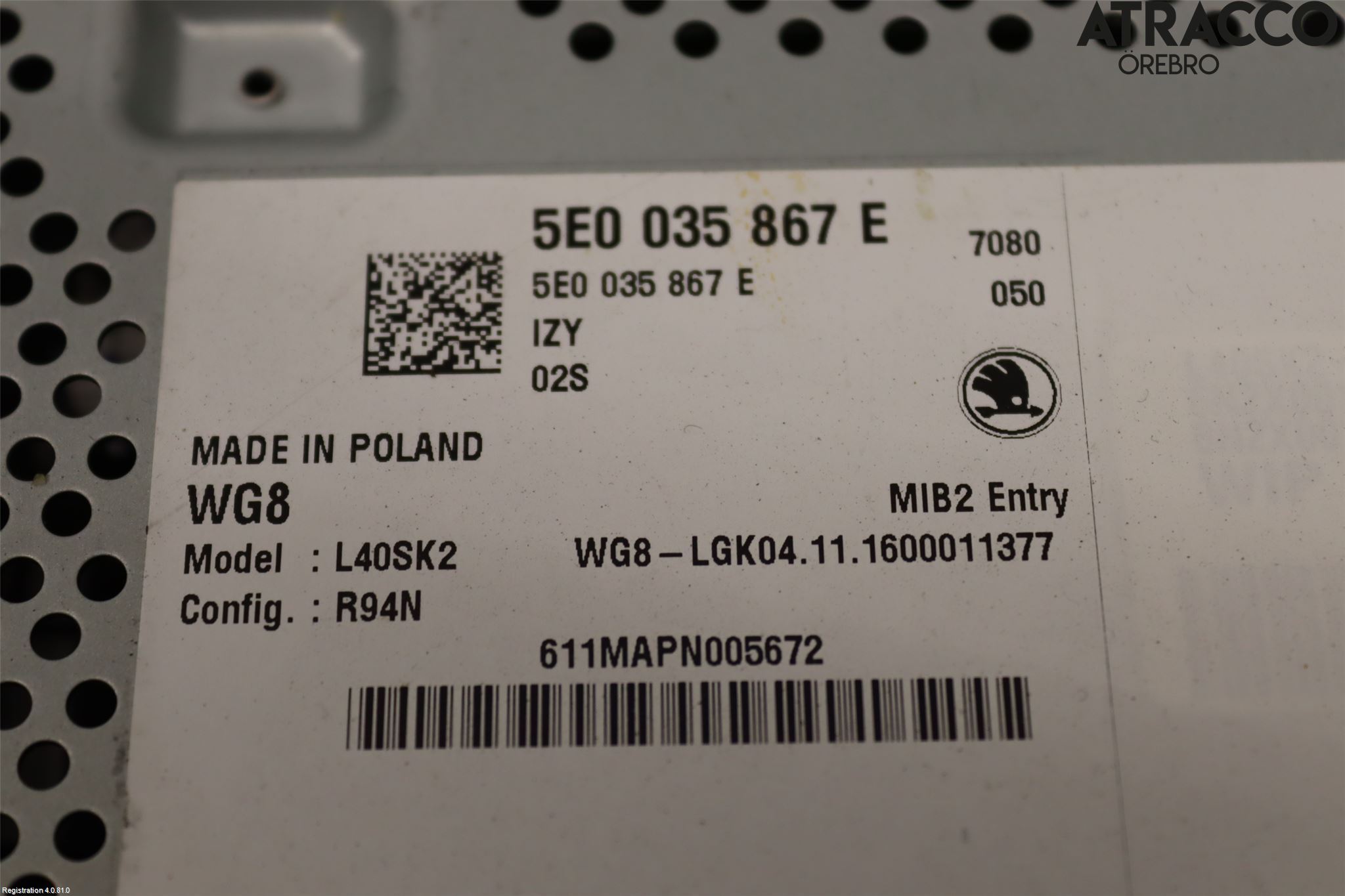 Skoda OCTAVIA (5E) 13-20 Cd Radio - Multimediapanel