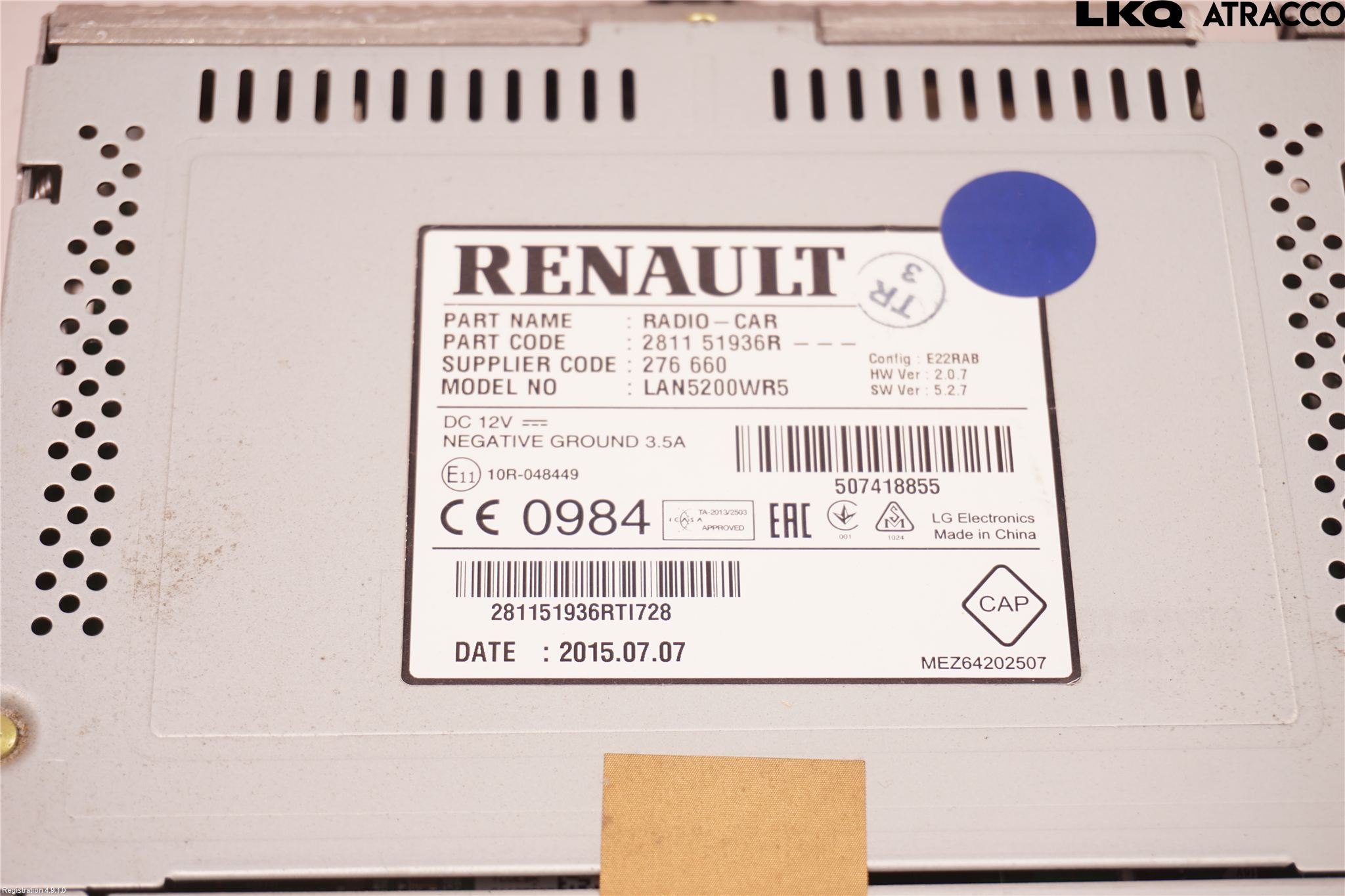 Dacia DUSTER 10-17 Bildskärm