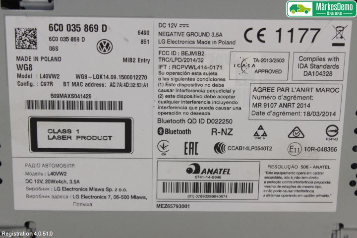 Volkswagen VW POLO 10-17 Cd Radio - Multimediapanel