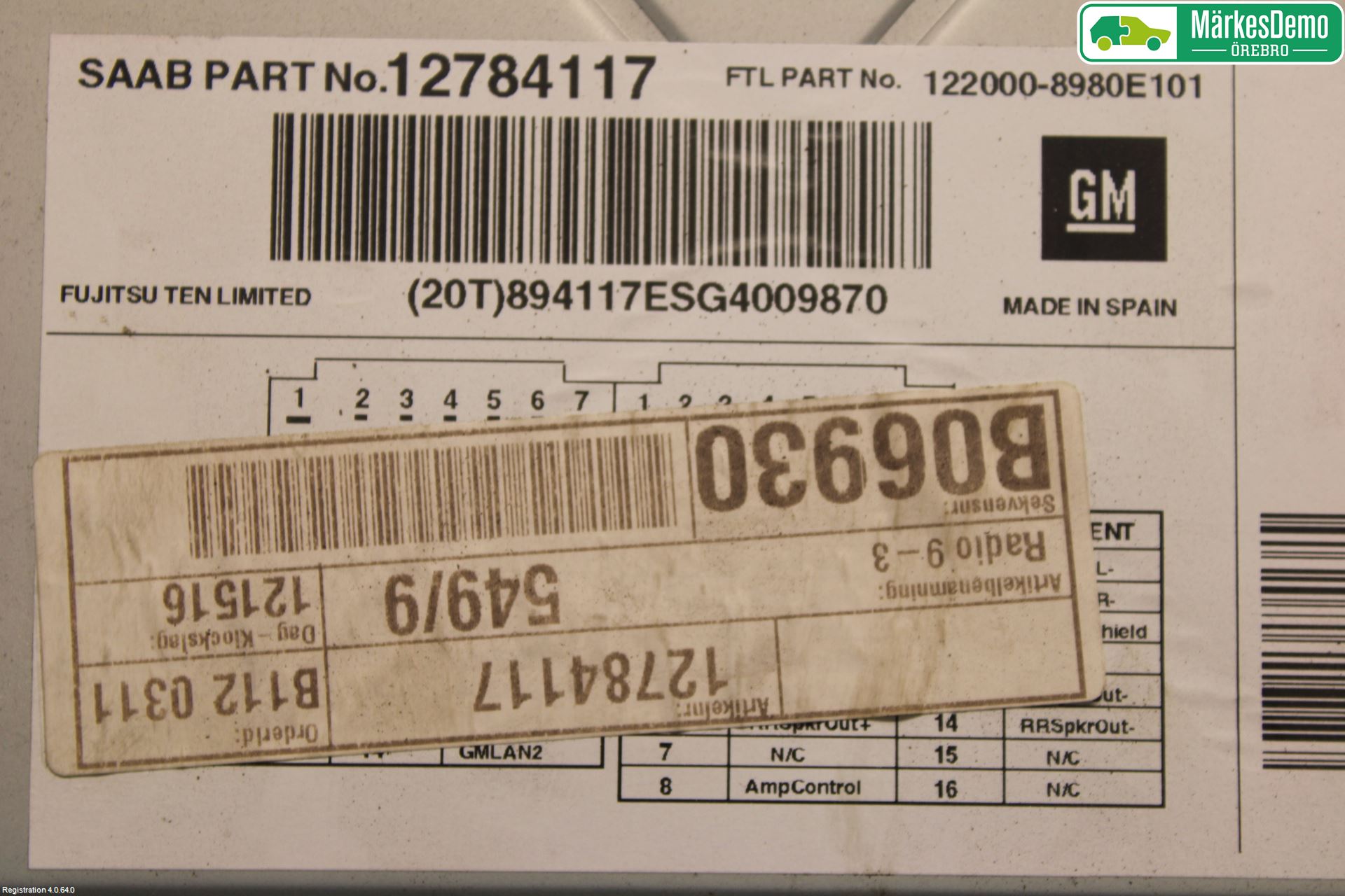 Saab 9-3 VER2/VER3 08-15 Cd Radio - Multimediapanel