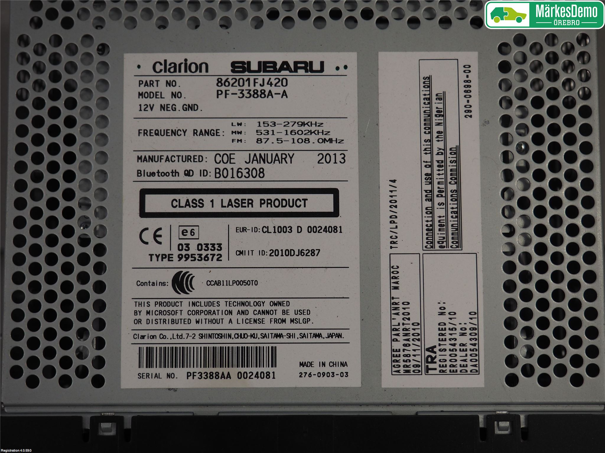 Subaru IMPREZA IV 13-17 Radio