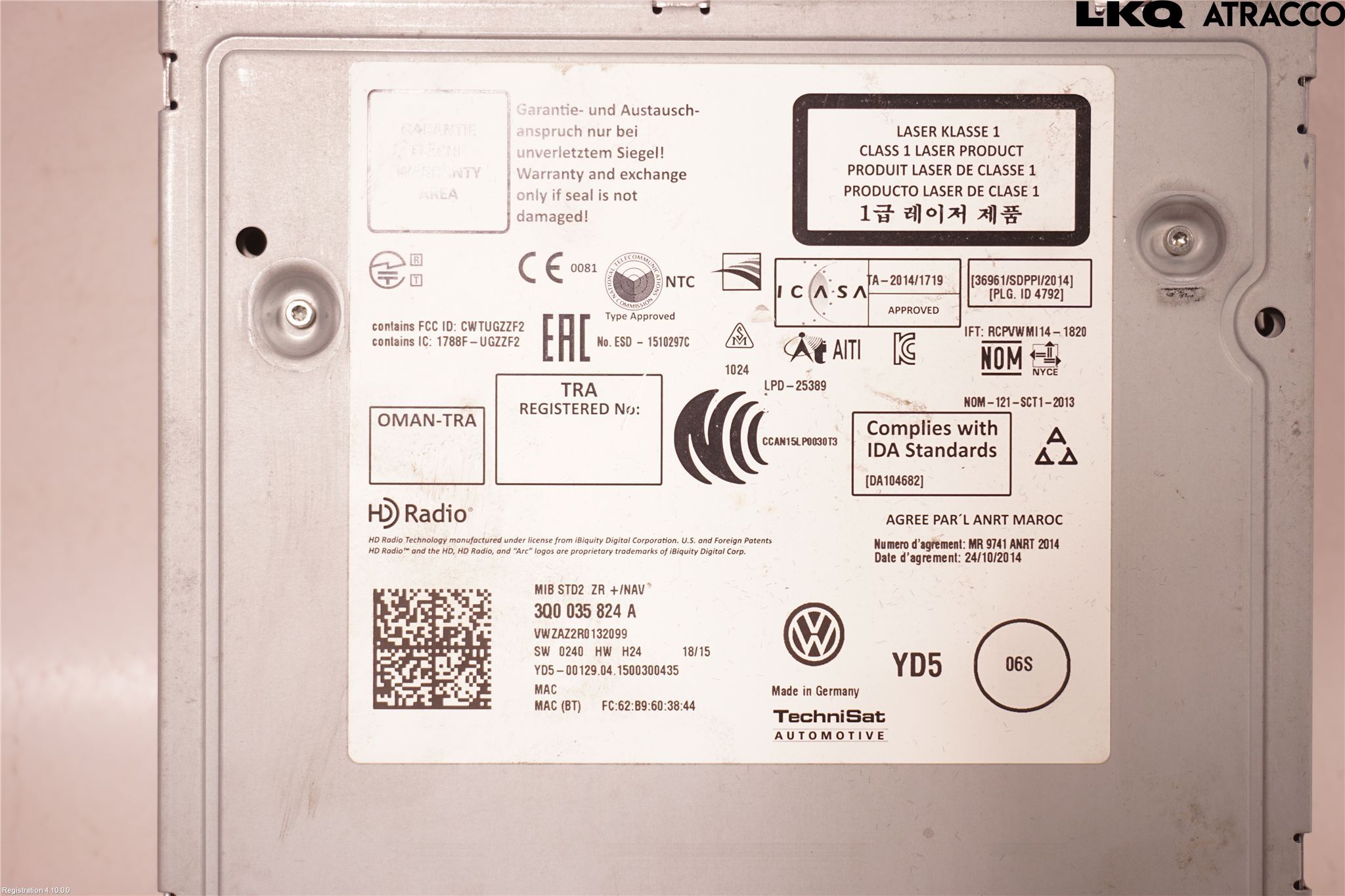 Volkswagen VW PASSAT 15-19 Styrenhet Multimedia