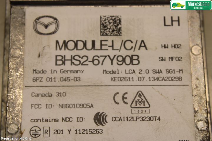 Mazda 3 III 14-19 Sensor Aktivt Kollisionsskydd