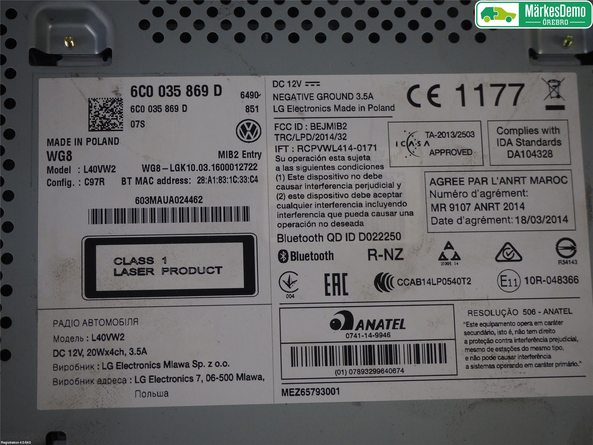 Volkswagen VW POLO 10-17 Cd Radio - Multimediapanel
