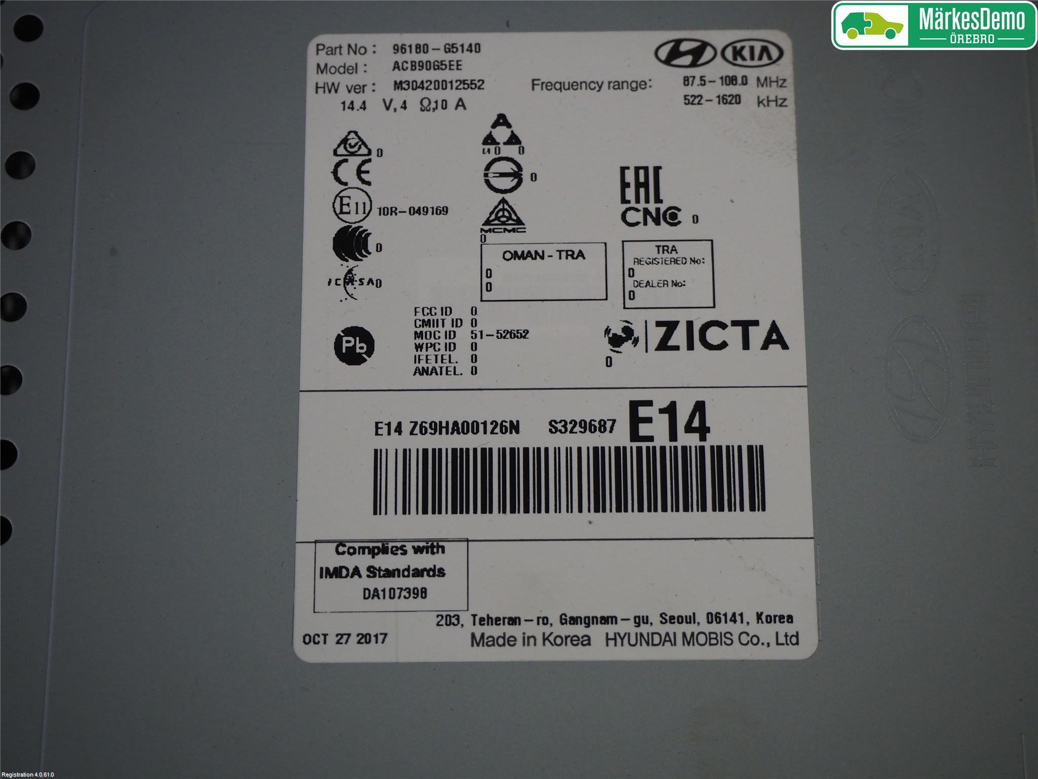 Kia NIRO (DE) 17-22 Cd Radio - Multimediapanel