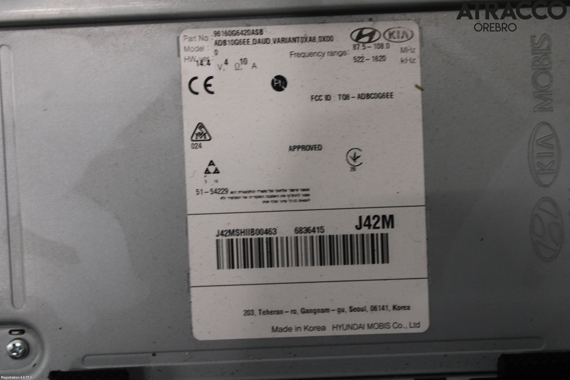 Kia PICANTO 17- Cd Radio - Multimediapanel